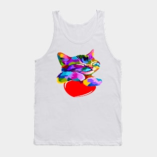 smilin cat hug heart design - Gifts Tank Top